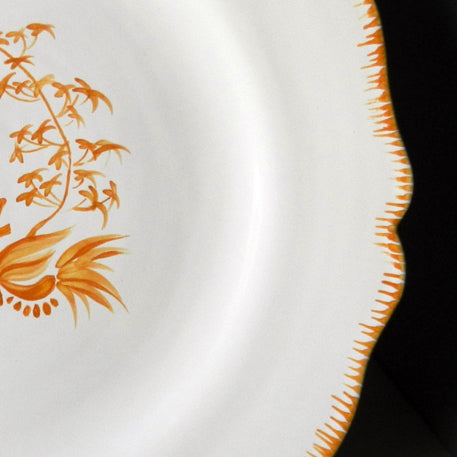 Feston plate with hand painted Chinoiserie 5 'The Fisherman' monochrome Yellow decoration