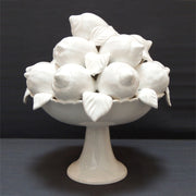 White Compotier Citrons sur pied haut basket sculpture
