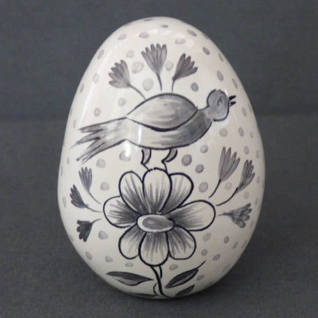 Egg with Delft monochrome grey hand painted decoration