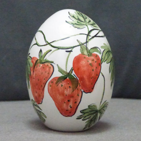 Egg with Strawberry polychrome hand painted decoration