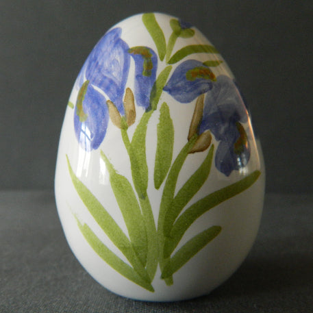 Egg with Iris polychrome hand painted decoration