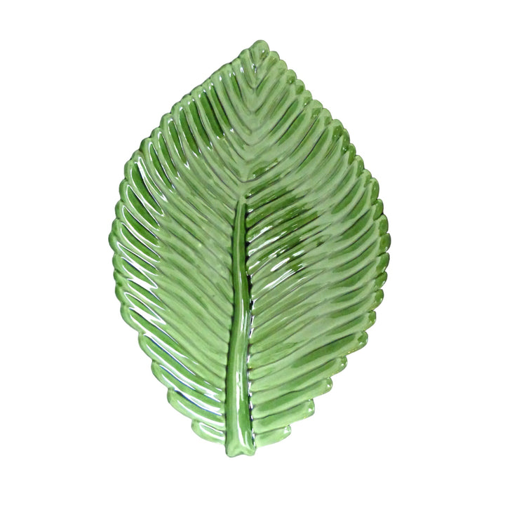 Large Ribbed leaf plate in leaf green