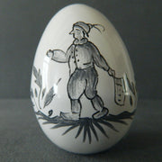 Egg with Moustiers monochrome grey 1 hand painted decoration