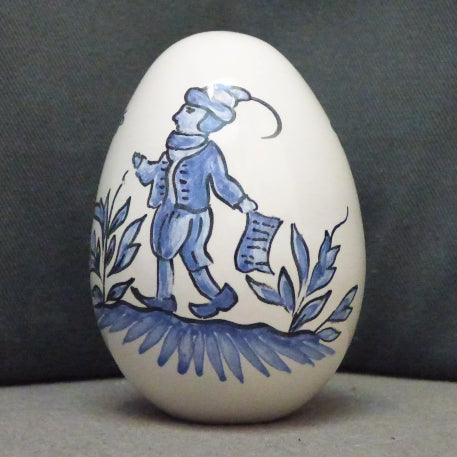Egg with Moustiers monochrome blue hand painted decoration