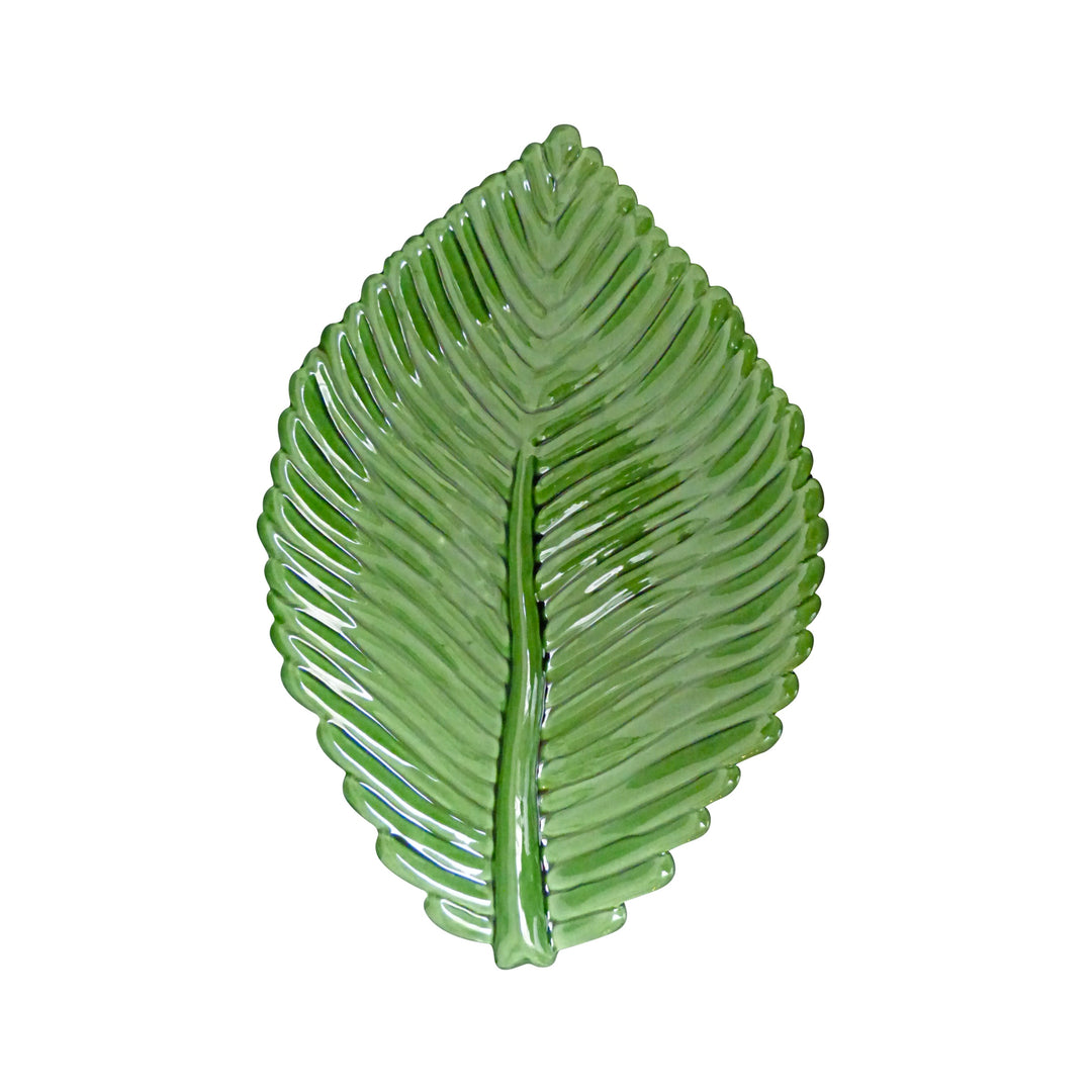 Medium Ribbed leaf plate in leaf green