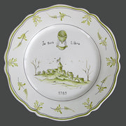 Feston plate with Montgolfière Green - Je suis libre hand painted decoration