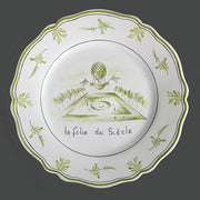 Feston plate with Montgolfière Green - La folie du Siècle hand painted decoration