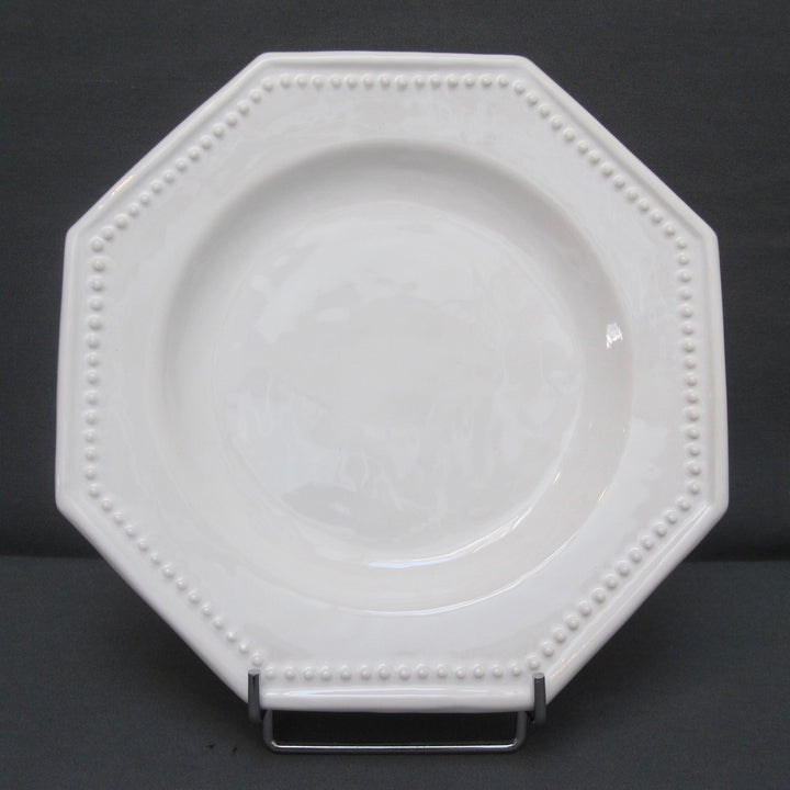 Octogonal Pearled Plate in white