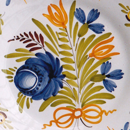 Plain Rim Plate with Antique Flowers 1 hand painted decoration