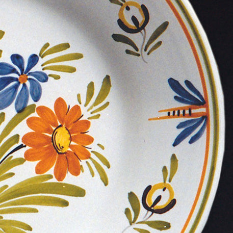 Plain Rim Plate with Antique Flowers 88 hand painted decoration