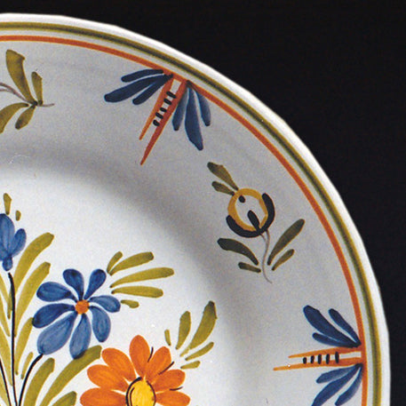 Plain Rim Plate with Antique Flowers 88 hand painted decoration