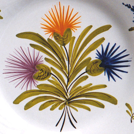 Plain Rim Plate with Antique Flowers 90 hand painted decoration