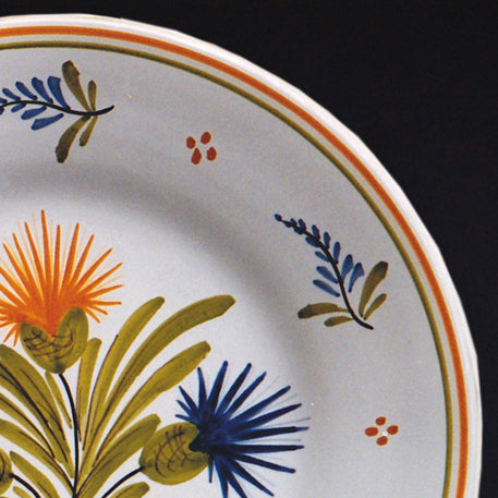 Plain Rim Plate with Antique Flowers 90 hand painted decoration