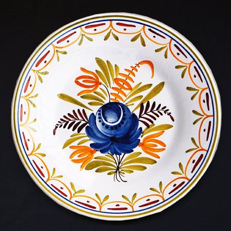 Plain Rim Plate with Antique Flowers 92 hand painted decoration