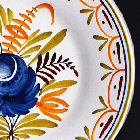 Plain Rim Plate with Antique Flowers 92 hand painted decoration