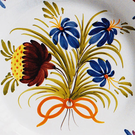 Plain Rim Plate with Antique Flowers 98 hand painted decoration
