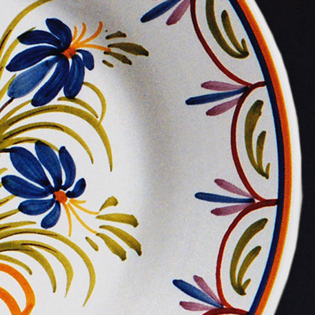 Plain Rim Plate with Antique Flowers 98 hand painted decoration