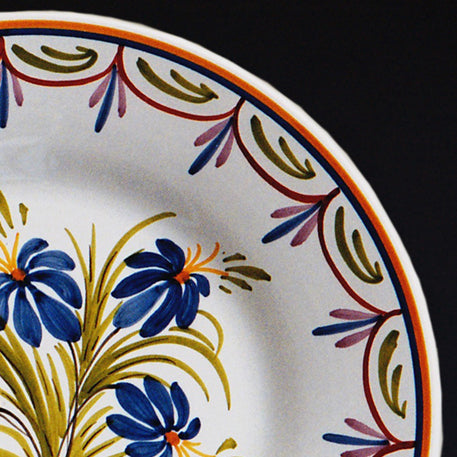 Plain Rim Plate with Antique Flowers 98 hand painted decoration