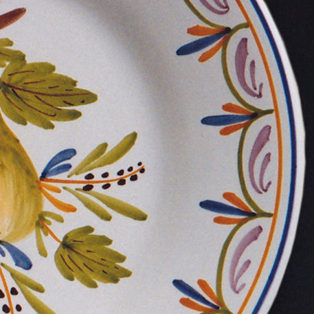 Plain Rim plate with Antique Fruits 3 hand painted decoration