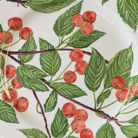 Feston Plate with hand painted Pouplard Cerise decoration