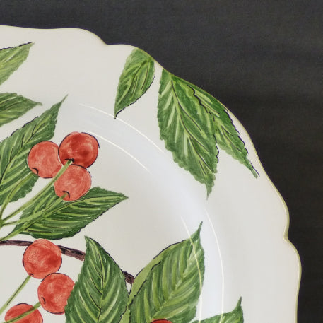 Feston Plate with hand painted Pouplard Cerise decoration