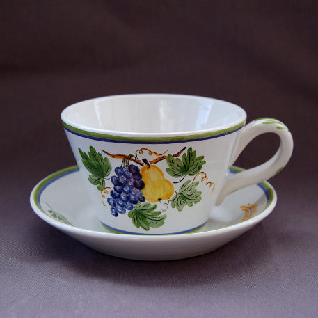 Pointu Breakfast cup and saucer with Antique Fruits 76 hand painted decoration