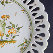 Openwork Chevet plate with hand painted decoration Moustiers 5
