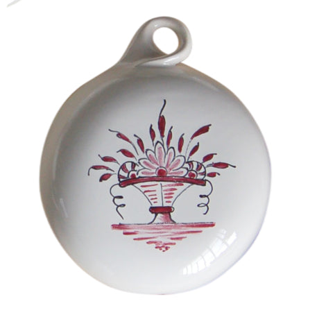 Earthenware Boule ornament with Rouen Panier raspberry decoration