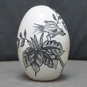 Egg with St Omer monochrome grey hand painted decoration
