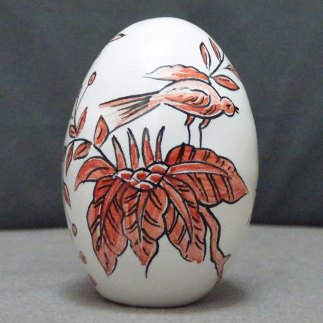 Egg with St Omer monochrome red hand painted decoration