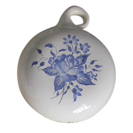 Earthenware Boule ornament with Strasbourg Rose decoration in blue