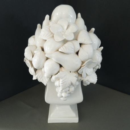White Vase Carre Saxe with fruit sculpture