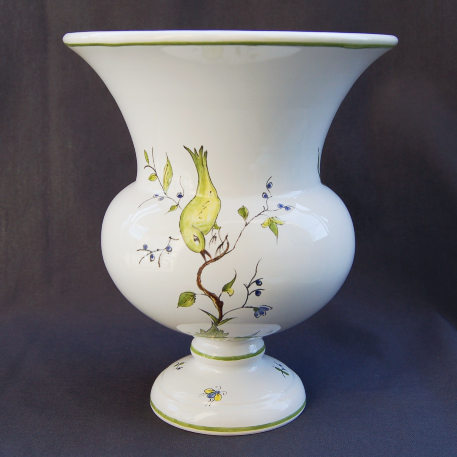 Earthenware Medicis Launay vase with St Omer hand painted decoration