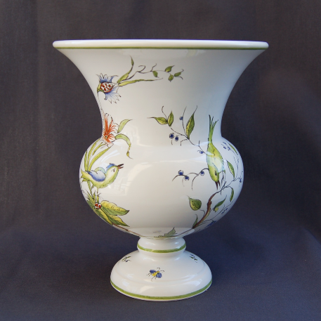 Earthenware Medicis Launay vase with St Omer hand painted decoration