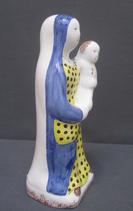Earthenware Virgin Trudelle Statue with hand painted decoration