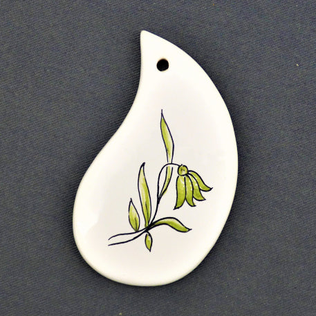 Earthenware Virgule ornament with hand painted decoration