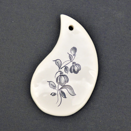 Earthenware Virgule ornament with hand painted decoration