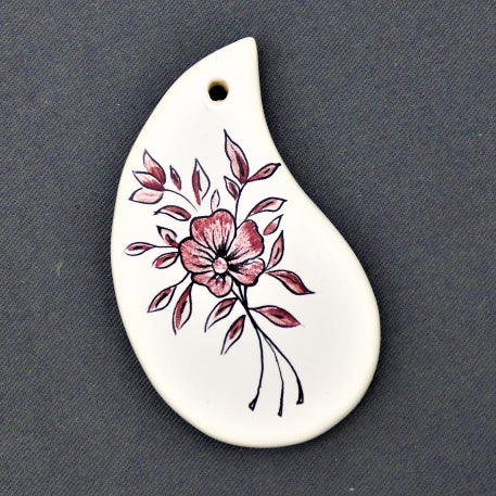 Earthenware Virgule ornament with hand painted decoration