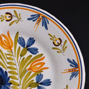 Bord Uni Plate with hand painted decoration Antique Fleurs 1
