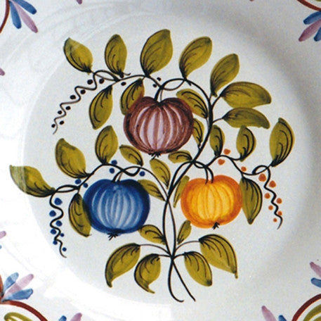 Bord Uni Plate with hand painted decoration Antique Fleurs 79