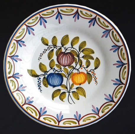 Bord Uni Plate with hand painted decoration Antique Fleurs 79