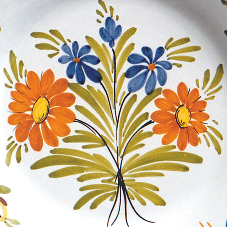 Bord Uni Plate with hand painted decoration Antique Fleurs 88