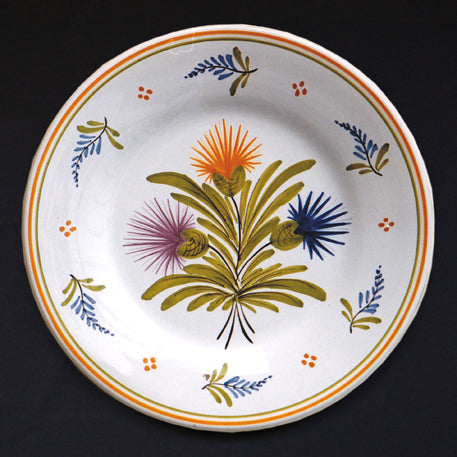 Bord Uni Plate with hand painted decoration Antique Fleurs 90
