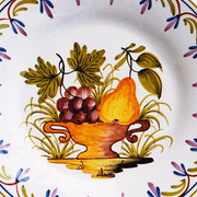 Bord Uni plate with Antique fruits 80 hand painted decoration