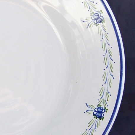 Bord Uni plate with Romantique 6 Blue Green hand painted decoration