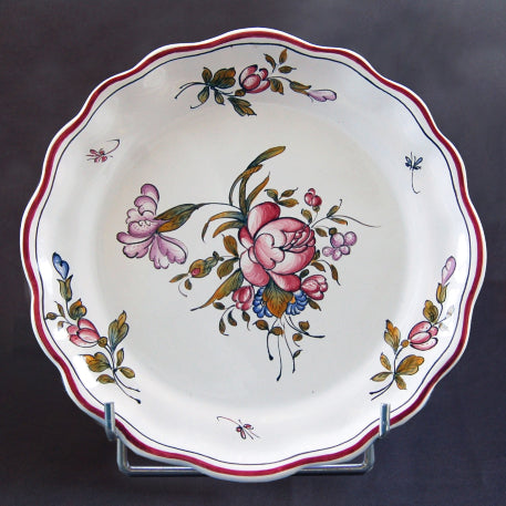 Creuse Feston Louis XV shallow plate with Strasbourg Fleurs 9 hand painted decoration