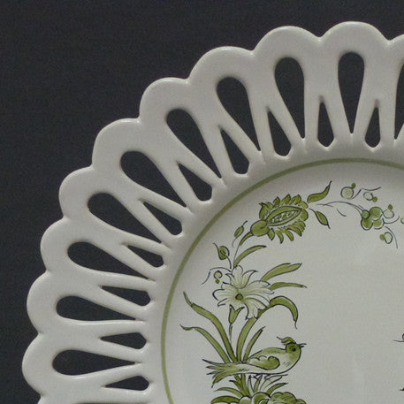 Openwork Chevet plate with St-Omer vert hand painted decoration