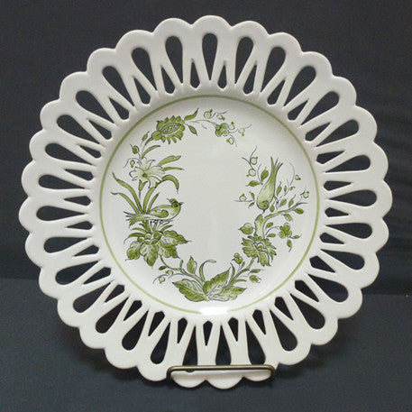 Openwork Chevet plate with St-Omer vert hand painted decoration