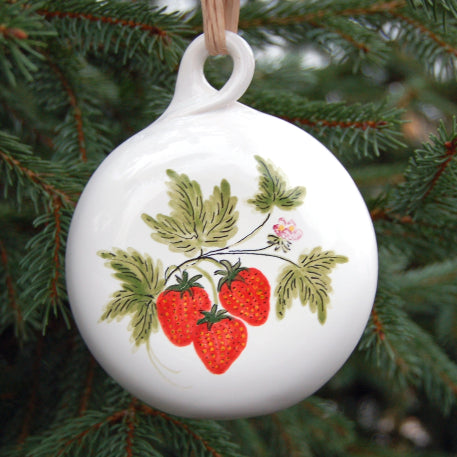 Earthenware Boule ornament with Pouplard Fraise decoration