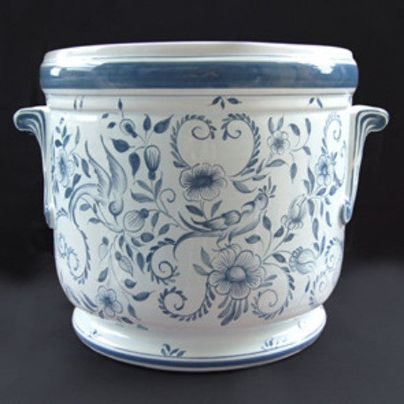 Anses anciennes planter with hand painted Delft decoration